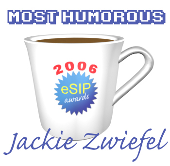 A graphic depicting a coffee cup as the 2006 eSIP Award for Most Humorous